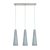 # 61057 Adjustable Three-Light Hanging Pendant Ceiling Light, Transitional Design in Satin Nickel Finish, Metallic Grey Glass Shade, 22" Wide