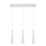 # 61061-2 Adjustable LED Three-Light Hanging Pendant Ceiling Light, Contemporary Design in White Finish, Metal Shade, 22 7/8" Wide