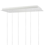 # 61064-2 Adjustable LED Six-Light Hanging Pendant Ceiling Light, Contemporary Design in White Finish, Glass Shade, 10 1/4" Wide