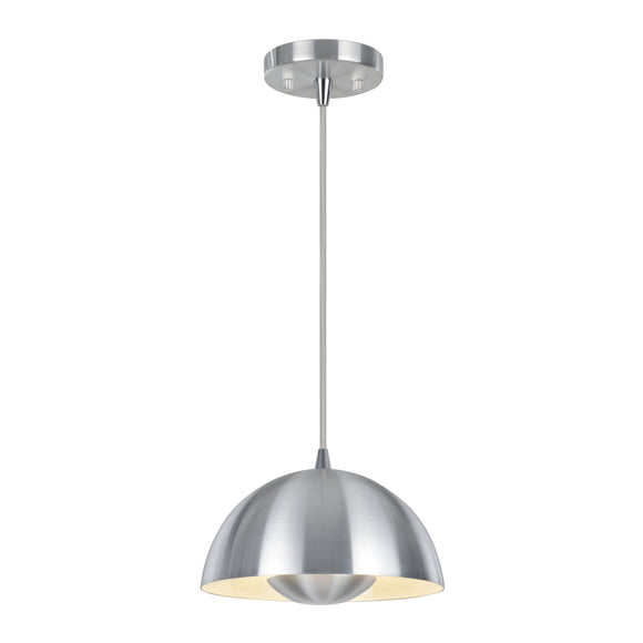 # 61065-1 Adjustable LED One-Light Hanging Mini Pendant Ceiling Light, Contemporary Design in Aluminum Finish, Metal Dome Shade, 10