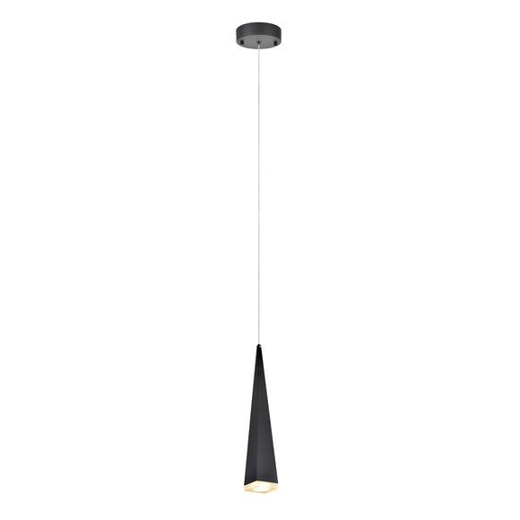 # 61067-2 Adjustable LED One-Light Hanging Mini Pendant Ceiling Light, Contemporary Design in Black Finish, Metal Shade, 4 3/4