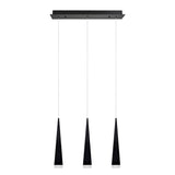# 61068-2 Adjustable LED Three-Light Hanging Pendant Ceiling Light, Contemporary Design in Black Finish, Metal Shade, 23" Wide
