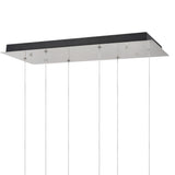 # 61069-1 Adjustable LED Six-Light Hanging Pendant Ceiling Light, Contemporary Design in Brushed Nickel Finish, Metal Shade, 24" Wide