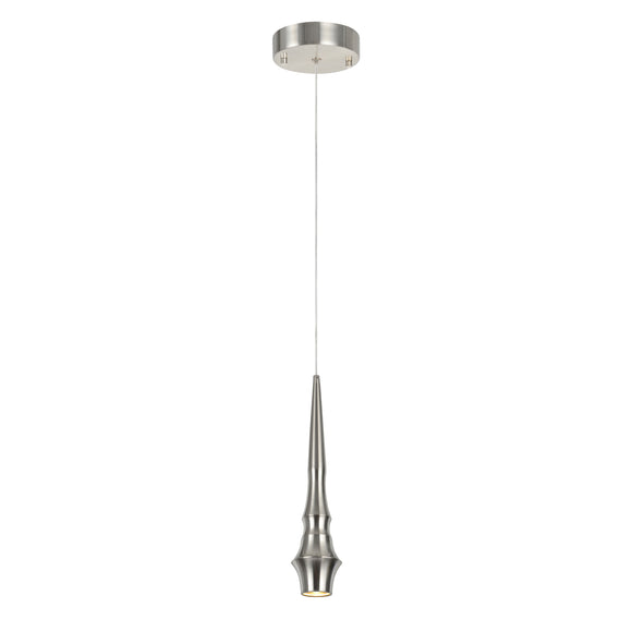 # 61070-1 Adjustable LED One-Light Hanging Mini Pendant Ceiling Light, Contemporary Design in Brushed Nickel Finish, Metal Shade, 4 3/4