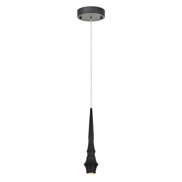 # 61070-2 Adjustable LED One-Light Hanging Mini Pendant Ceiling Light, Contemporary Design in Black Finish, Metal Shade, 4 3/4