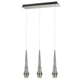 # 61071-1 Adjustable LED Three-Light Hanging Pendant Ceiling Light, Contemporary Design in Brushed Nickel Finish, Metal Shade, 21 1/4" Wide