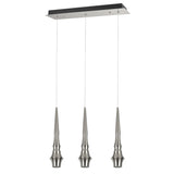 # 61071-1 Adjustable LED Three-Light Hanging Pendant Ceiling Light, Contemporary Design in Brushed Nickel Finish, Metal Shade, 21 1/4" Wide