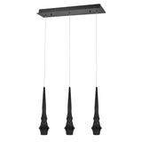 # 61071-2 Adjustable LED Three-Light Hanging Pendant Ceiling Light, Contemporary Design in Black Finish, Metal Shade, 21 1/4" Wide