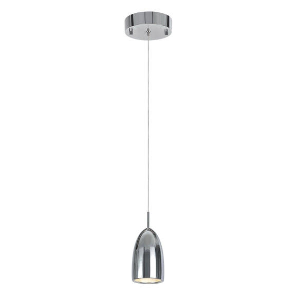 # 61072-1 Adjustable LED One-Light Hanging Mini Pendant Ceiling Light, Contemporary Design in Chrome Finish, Metal Shade, 3 1/4