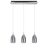 # 61073-1 Adjustable LED Three-Light Hanging Pendant Ceiling Light, Contemporary Design in Chrome Finish, Metal Shade, 22-3/4" Wide