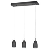 # 61073-2 Adjustable LED Three-Light Hanging Pendant Ceiling Light, Contemporary Design in Black Finish, Metal Shade, 22-3/4" Wide