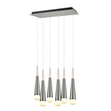 # 61074 Adjustable LED Six-Light Hanging Pendant Ceiling Light, Contemporary Design in Brushed Nickel Finish, Frosted Glass Shade, 22 1/2" Wide