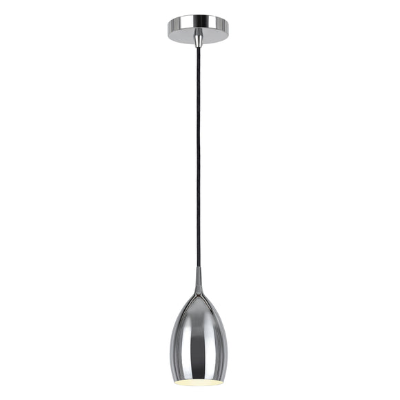 # 61077-1 Adjustable One-Light Hanging Mini Pendant Ceiling Light, Transitional Design in Chrome Finish, Metal Shade, 4 1/4