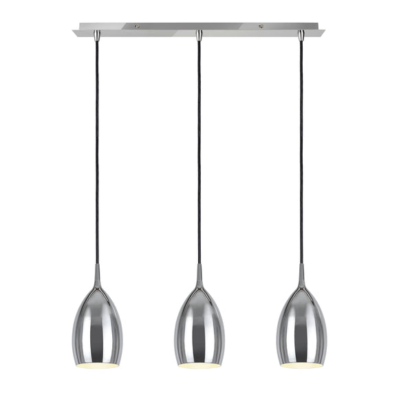 # 61078-1 Adjustable Three-Light Hanging Pendant Ceiling Light, Transitional Design in Chrome Finish, Metal Shade, 24