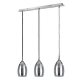 # 61078-1 Adjustable Three-Light Hanging Pendant Ceiling Light, Transitional Design in Chrome Finish, Metal Shade, 24" Wide