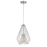 # 61080-2 Adjustable One-Light Hanging Mini Pendant Ceiling Light, Transitional Design in Chrome Finish, Metal Wire Shade, 9 1/2" Wide