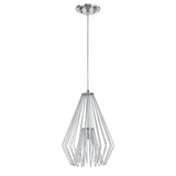 # 61080-2 Adjustable One-Light Hanging Mini Pendant Ceiling Light, Transitional Design in Chrome Finish, Metal Wire Shade, 9 1/2" Wide