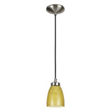 # 61089 One-Light Hanging Mini Pendant Ceiling Light, Transitional Design, Satin Nickel Finish, Art Glass Shade in Yellow Gold, 5 1/4" W
