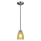 # 61089 One-Light Hanging Mini Pendant Ceiling Light, Transitional Design, Satin Nickel Finish, Art Glass Shade in Yellow Gold, 5 1/4" W