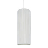 # 61091-1, Adjustable One-Light Hanging Mini Pendant Ceiling Light, Transitional Design in Satin Nickel Finish, Off White Shade, 6 1/2" wide