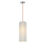 # 61091-3, Adjustable One-Light Hanging Mini Pendant Ceiling Light, Transitional Design in Satin Nickel Finish, Off White Shade, 6 1/2" wide