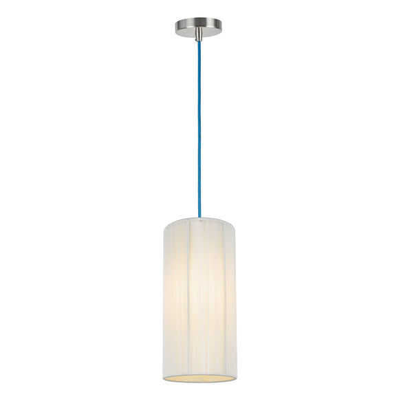 # 61092-2, Adjustable One-Light Hanging Mini Pendant Ceiling Light, Transitional Design in Satin Nickel Finish, Off White Shade, 6