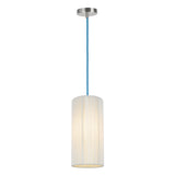# 61092-2, Adjustable One-Light Hanging Mini Pendant Ceiling Light, Transitional Design in Satin Nickel Finish, Off White Shade, 6" wide