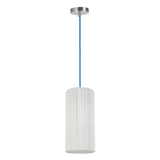 # 61092-2, Adjustable One-Light Hanging Mini Pendant Ceiling Light, Transitional Design in Satin Nickel Finish, Off White Shade, 6" wide