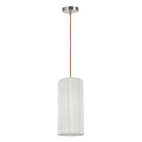 # 61092-3, Adjustable One-Light Hanging Mini Pendant Ceiling Light, Transitional Design in Satin Nickel Finish, Off White Shade, 6" wide