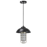 # 61094 Adjustable One-Light Hanging Mini Pendant Ceiling Light, Transitional Design in Matte Black Finish, Frosted Glass Shade, 3 3/8" Wide