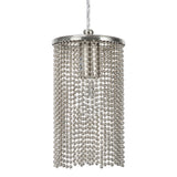 # 61095 Adjustable One-Light Hanging Mini Pendant Ceiling Light, Transitional Design in Brushed Nickel Finish with Beaded Chain Shade, 5" Wide