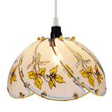 # 61096, One-Light Hanging Mini Pendant Ceiling Light, 8 3/4" Wide, Transitional Design in Polished Brass Finish, with Floral Pattern Glass Shade