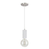 # 61102-11 Adjustable One-Light Hanging Mini Pendant Ceiling Light, Transitional Design in White Marble Finish, 4 5/8" Wide