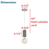 # 61102-21 Adjustable One-Light Hanging Mini Pendant Ceiling Light, Transitional Design in Black Marble Finish, 4 5/8" Wide