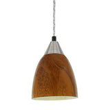# 61107 Adjustable One-Light Mini Pendant Ceiling Light, Transitional Design in Satin Nickel Finish with Deep Brown Art Glass Shade, 4-3/4" Wide