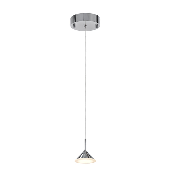 # 61110-11 Adjustable LED One-Light Hanging Mini Pendant Ceiling Light, Contemporary Design in Chrome Finish, Glass Shade, 4.375