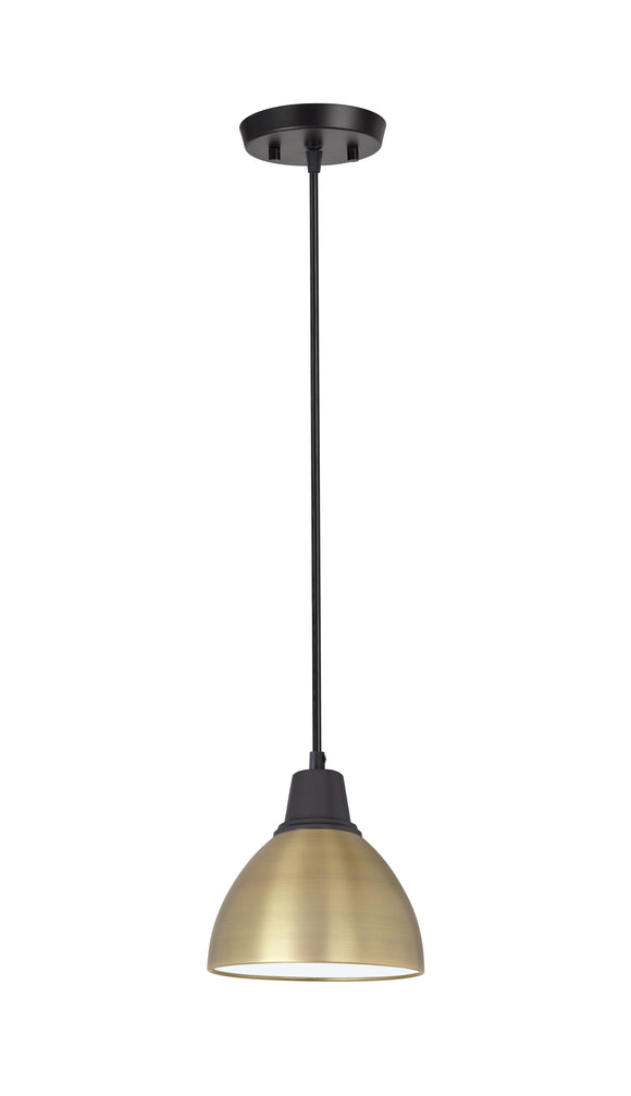 # 61111-11, One-Light Hanging Mini Pendant Ceiling Light, Transitional Design in Bronze & Gold Finish, 6