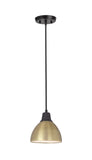 # 61111-11, One-Light Hanging Mini Pendant Ceiling Light, Transitional Design in Bronze & Gold Finish, 6" Wide