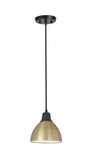 # 61111-11, One-Light Hanging Mini Pendant Ceiling Light, Transitional Design in Bronze & Gold Finish, 6" Wide