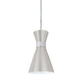 # 61112-11, One-Light Hanging Mini Pendant Ceiling Light, Transitional Design in Satin Nickel & Chrome Finish, 5" Wide