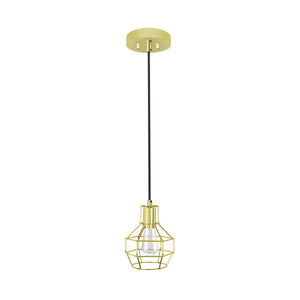 # 61122-11, One-Light Hanging Mini Pendant Ceiling Light, Transitional Design in Polished Brass Finish, 4-1/2" Wide