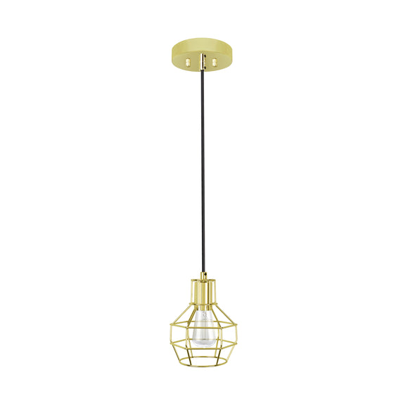 # 61122-11, One-Light Hanging Mini Pendant Ceiling Light, Transitional Design in Polished Brass Finish, 4-1/2