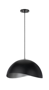 # 61124-11, One-Light Hanging Mini Pendant Ceiling Light, Transitional Design in Matte Black Finish, Metal Shade, 15" Wide