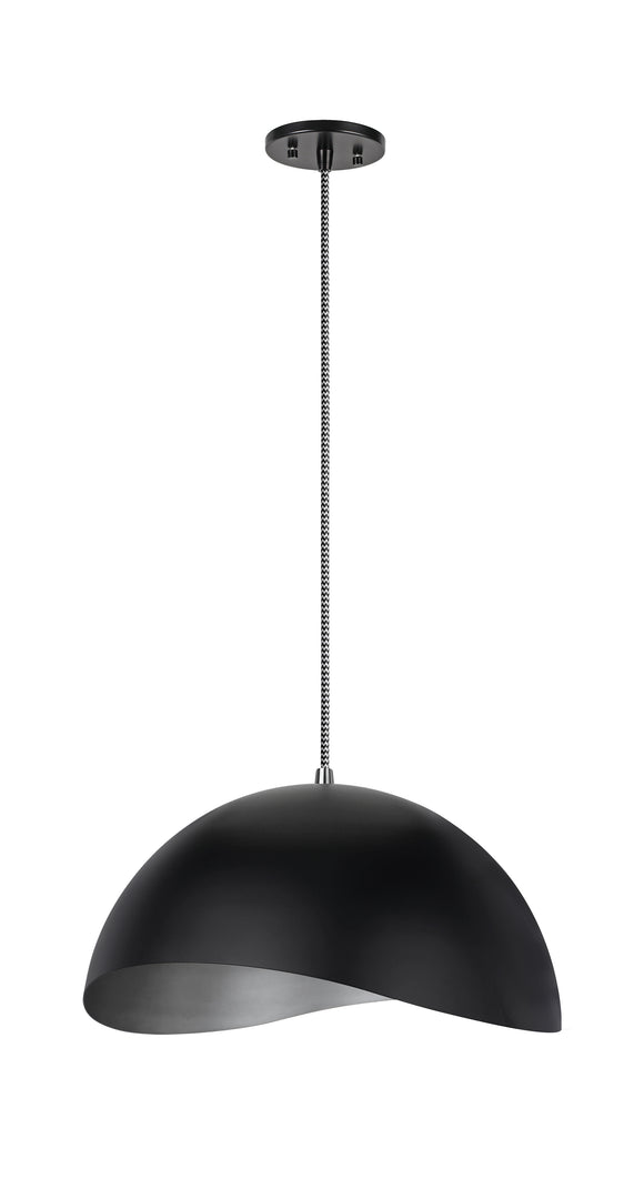 # 61124-11, One-Light Hanging Mini Pendant Ceiling Light, Transitional Design in Matte Black Finish, Metal Shade, 15