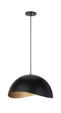 # 61124-11, One-Light Hanging Mini Pendant Ceiling Light, Transitional Design in Matte Black Finish, Metal Shade, 15" Wide
