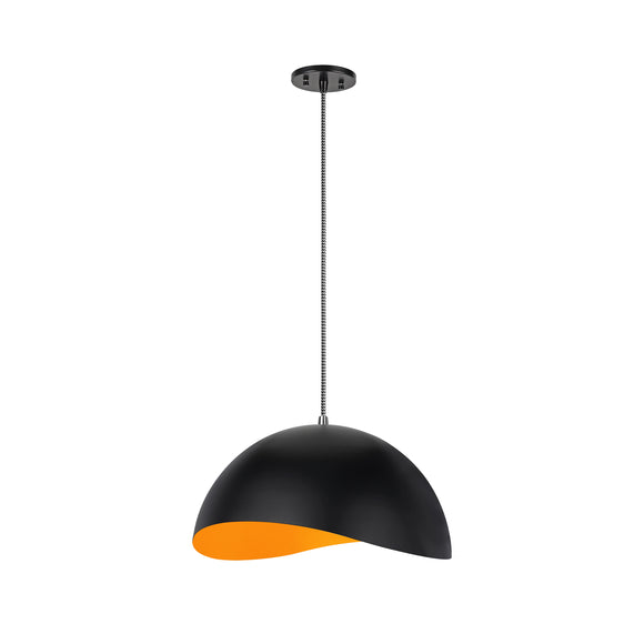 # 61124-21, One-Light Hanging Mini Pendant Ceiling Light, Transitional Design in Glossy Black Finish, Metal Shade, 15