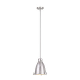# 61125-11, One-Light Hanging Mini Pendant Ceiling Light, Transitional Design in Satin Nickel Finish, 8" Wide