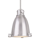 # 61125-11, One-Light Hanging Mini Pendant Ceiling Light, Transitional Design in Satin Nickel Finish, 8" Wide