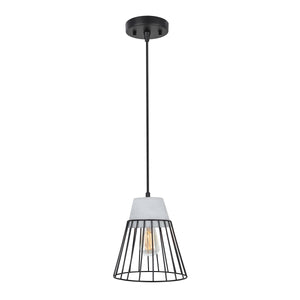 # 61128-11, One-Light Hanging Mini Pendant Ceiling Light, Transitional Design in Cement Finish, 7-1/2" Wide