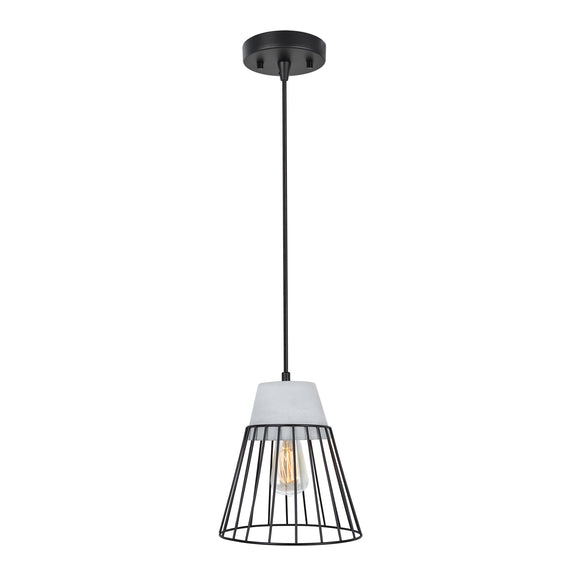 # 61128-11, One-Light Hanging Mini Pendant Ceiling Light, Transitional Design in Cement Finish, 7-1/2